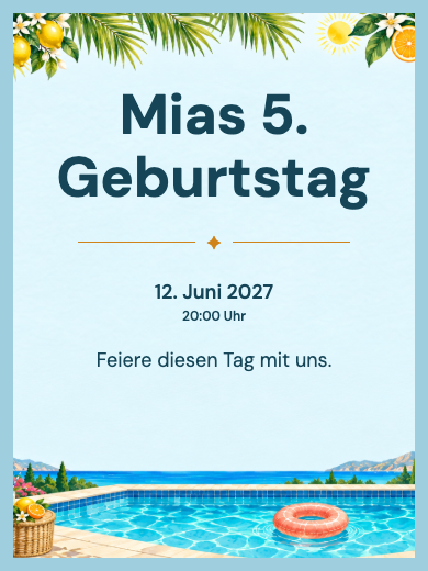 Digitale Geburtstagseinladung: Tropische Poolparty