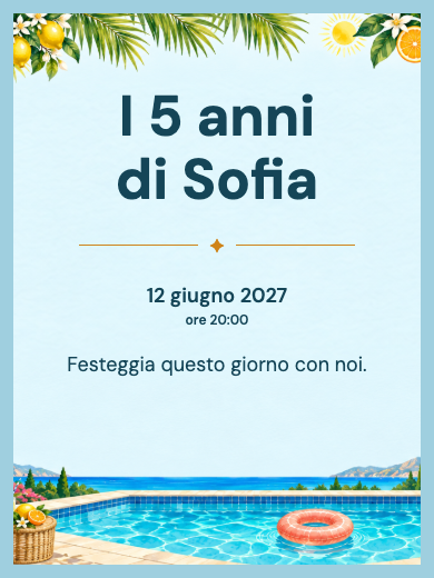 Invito digitale di compleanno: Festa in piscina tropicale