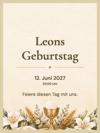 Digitale Geburtstagseinladung: Erstkommunion im Glauben