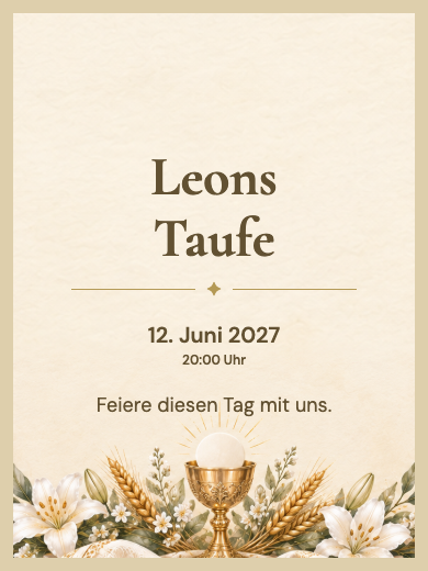 Digitale Taufeinladung: Erstkommunion im Glauben