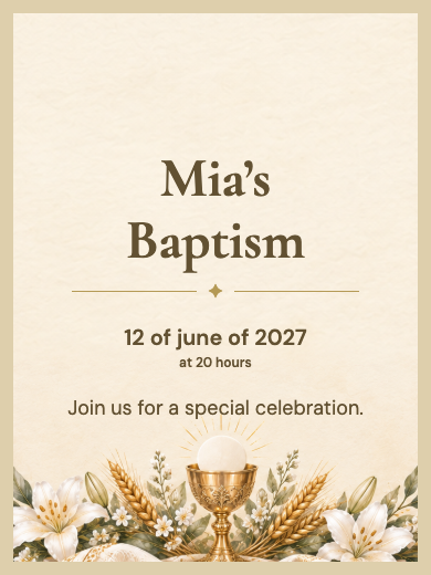 Digital baptism invitation: First Communion of Faith
