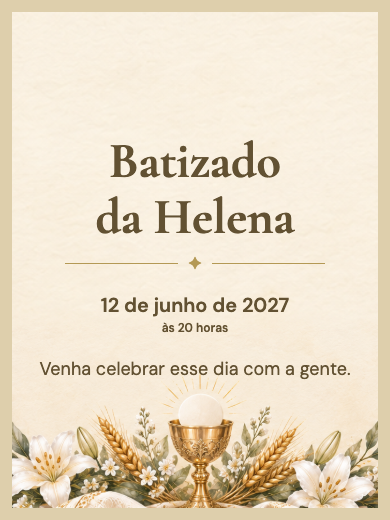 Convite digital: Primeira Comunhão de Fé — Evento de igreja
