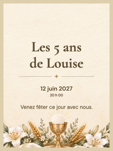 Invitation d’anniversaire numérique: Première communion de foi