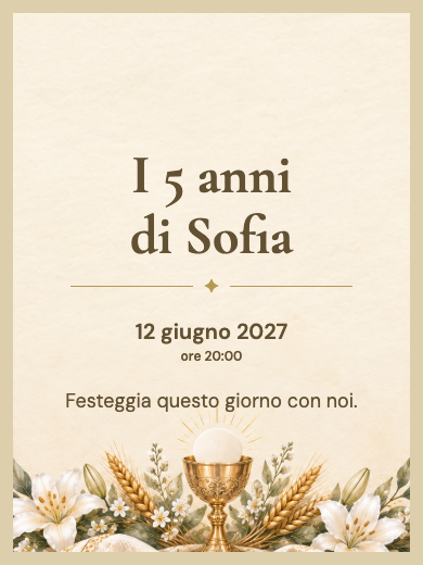 Invito digitale di compleanno: Prima comunione di fede