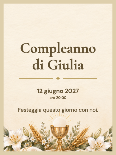 Invito digitale di compleanno: Prima comunione di fede