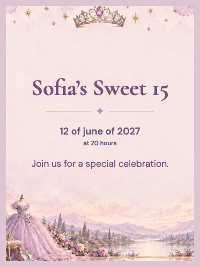 Digital quinceañera invitation: Enchanted Fifteenth Birthday