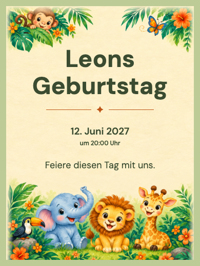 Safari mit niedlichen Tieren