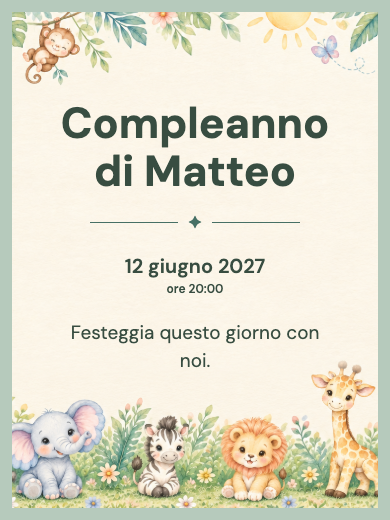 Invito digitale di compleanno: Safari acquerello