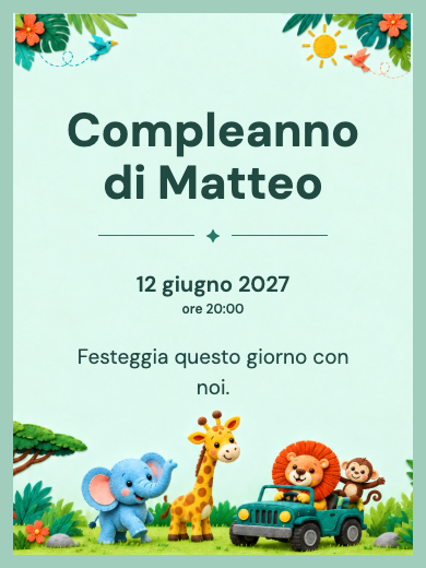 Invito digitale di compleanno: Safari avventura