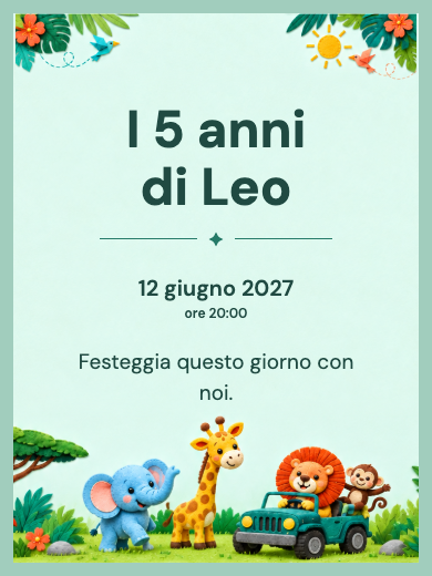 Invito digitale di compleanno: Safari avventura