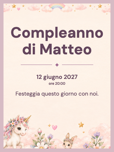 Invito digitale di compleanno: Unicorno dei sogni