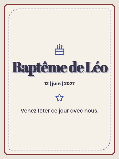 Faire-part de baptême numérique: Choisissez votre couleur