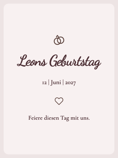 Digitale Geburtstagseinladung: Marsalarotes Blumenmotiv
