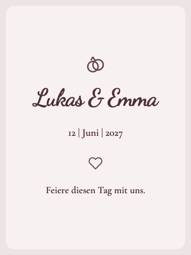 Digitale Einladung zum Hochzeitstag: Marsalarotes Blumenmotiv
