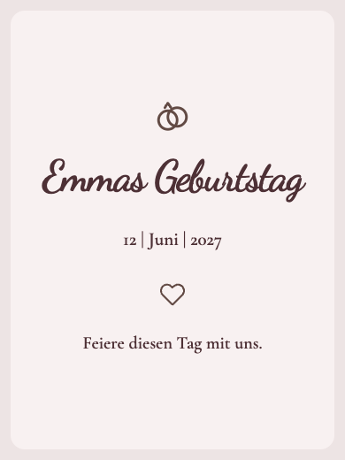 Digitale Geburtstagseinladung: Marsalarotes Blumenmotiv