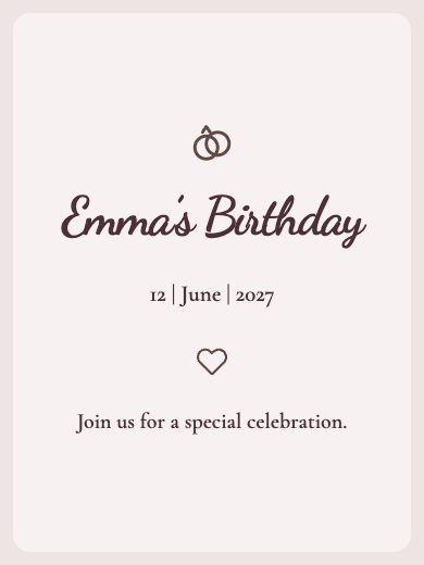 Digital birthday invitation: Marsala Floral