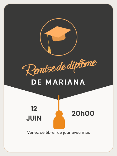 Invitation numérique: Remise de diplôme · Mortier — Remise de diplômes