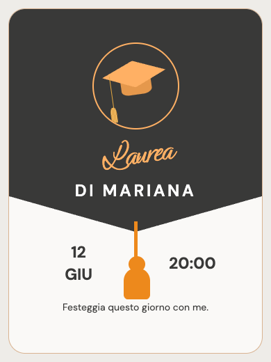 Invito digitale: Laurea · Tocco — Laurea