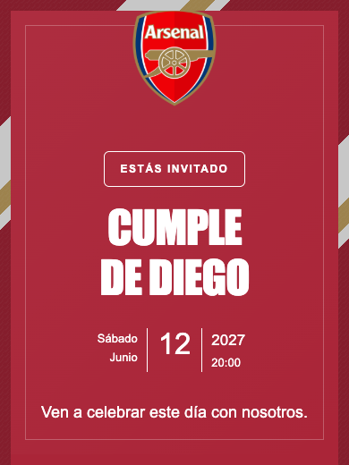 Invitación online Arsenal