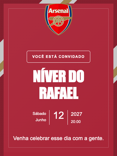 Convite online Arsenal