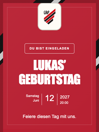 Digitale Geburtstagseinladung: Athletico-PR