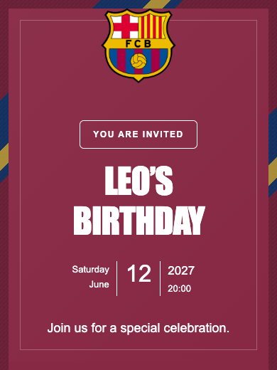 Digital birthday invitation: Barcelona