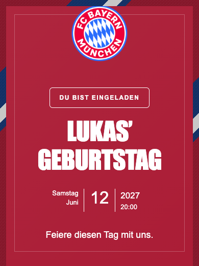 Digitale Geburtstagseinladung: Bayern München