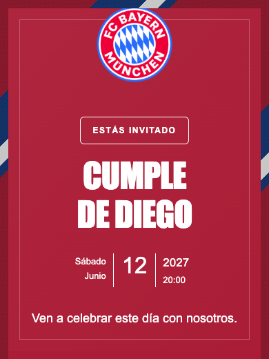 Invitación online Bayern de Munique