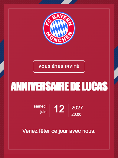 Invitation d’anniversaire numérique: Bayern Munich