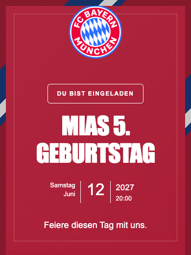 Digitale Geburtstagseinladung: Bayern München