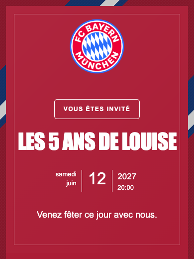 Invitation d’anniversaire numérique: Bayern Munich