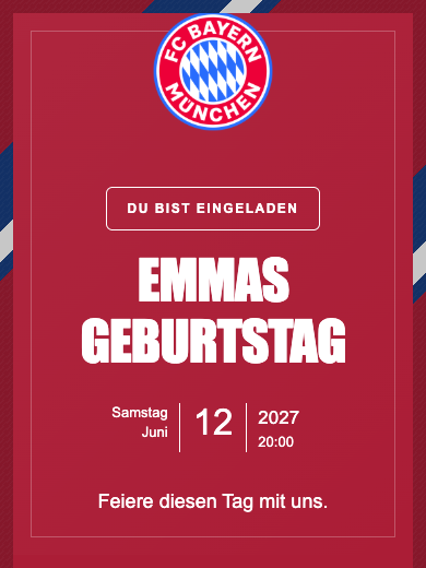 Digitale Geburtstagseinladung: Bayern München