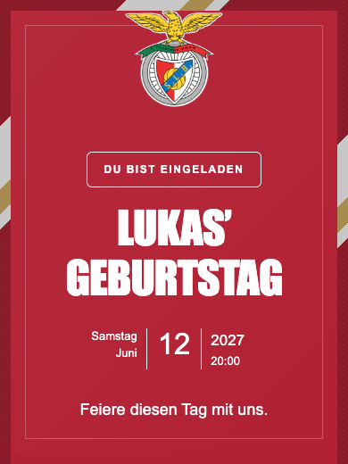 Digitale Geburtstagseinladung: Benfica