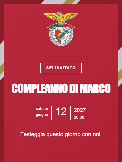 Invito digitale di compleanno: Benfica