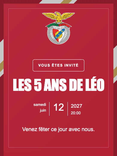 Invitation d’anniversaire numérique: Benfica