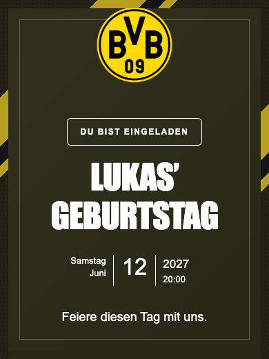 Digitale Geburtstagseinladung: Borussia Dortmund