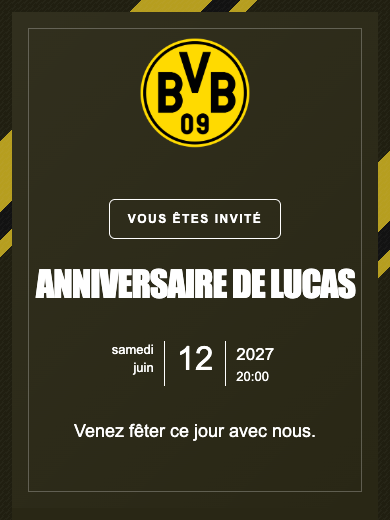 Invitation d’anniversaire numérique: Borussia Dortmund