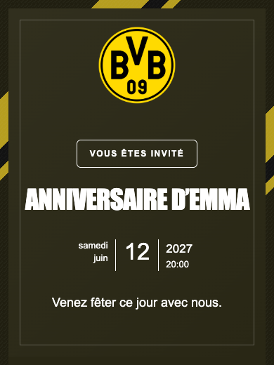 Invitation d’anniversaire numérique: Borussia Dortmund