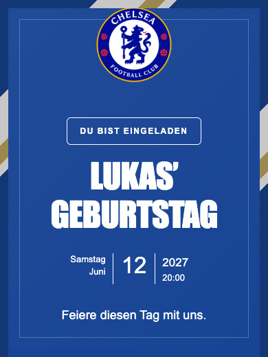 Digitale Geburtstagseinladung: Chelsea
