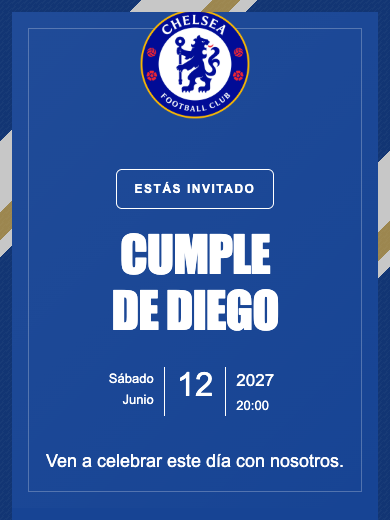 Invitación online Chelsea