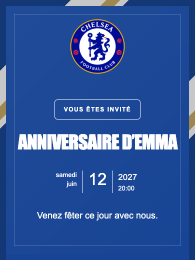 Invitation d’anniversaire numérique: Chelsea