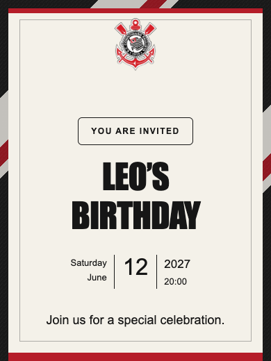 Digital birthday invitation: Corinthians