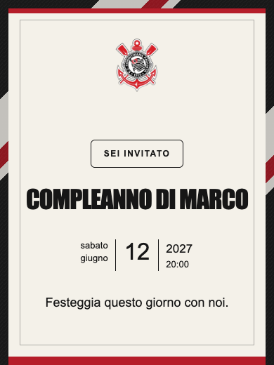 Invito digitale di compleanno: Corinthians