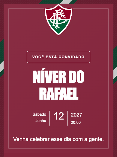 Convite digital de aniversário: Fluminense