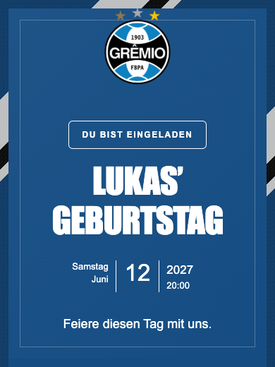Digitale Geburtstagseinladung: Grêmio