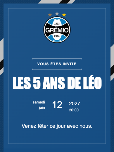 Invitation d’anniversaire numérique: Grêmio