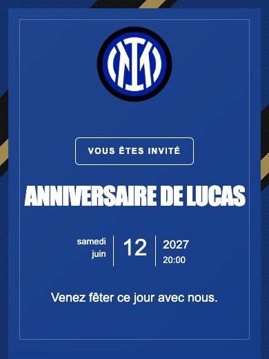 Invitation numérique: Inter Milan — Football