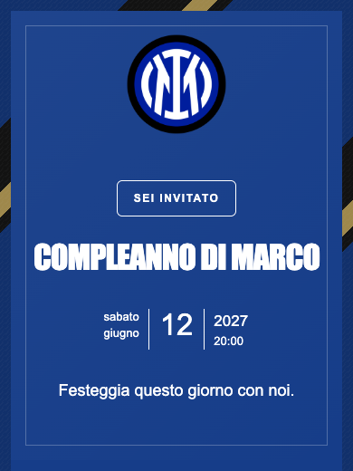 Invito digitale di compleanno: Inter Milano