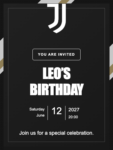 Juventus online invitation