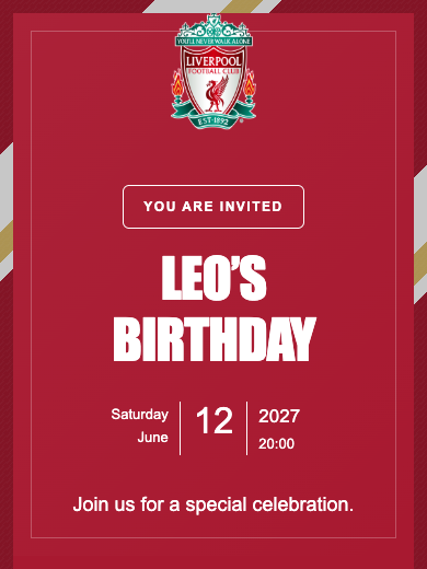 Liverpool online invitation